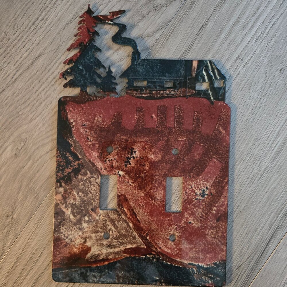 Metal Cabin in the Woods Double Switch Cover